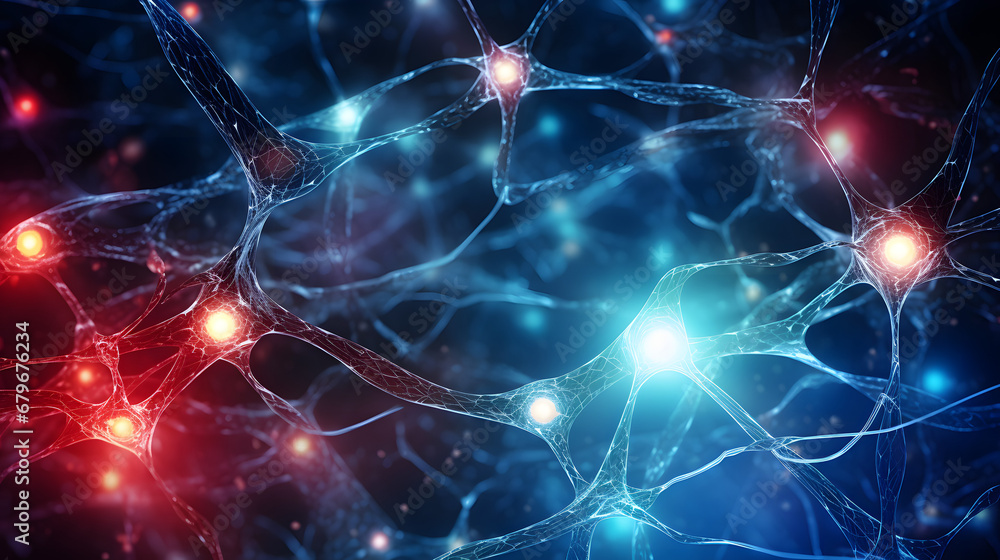Neural network cells in human brain close-up Neural network cells in human brain close-up