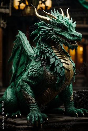 Fantastic terrifying green dragon, 2024. © liliyabatyrova