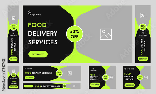 Food delivery web set banner design, food items offer banner, fully editable vector eps 10 file format