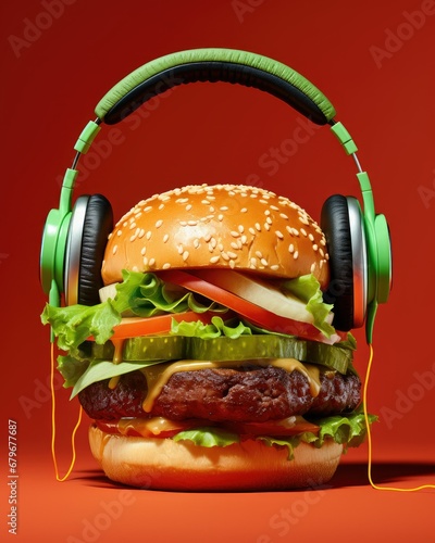 Musically Delicious: A Spotify Beef Burger Rocking Headphones
