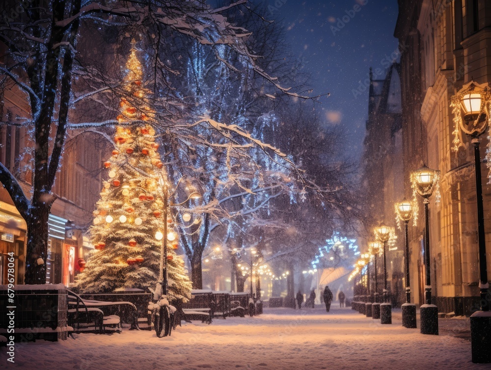 Winter Wonderland: A Festive City Decorated for Christmas and New Year's Celebrations