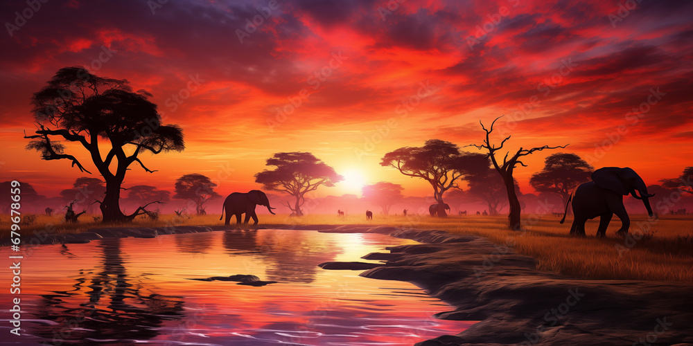 Amazing landscape of Sunset in Africa Amazing landscape of Sunset in Africa