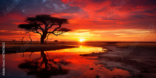 Amazing landscape of Sunset in Africa © AhmadSoleh