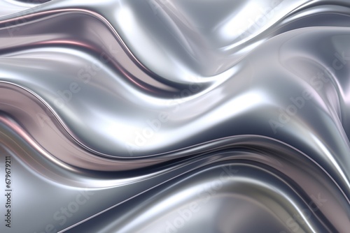 Abstract silver waves with a metallic sheen and smooth curves