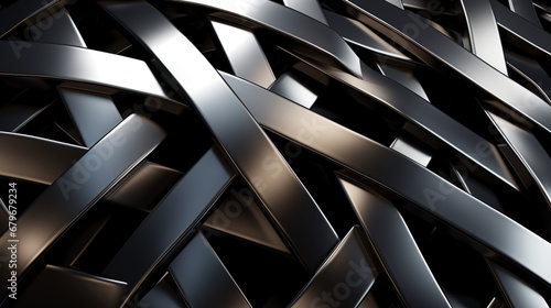 Abstract metallic texture with interwoven black and silver elements photo