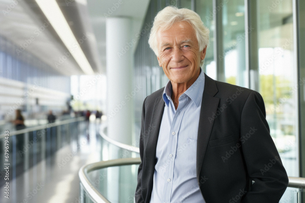 Portrait of senior businessman standing in office. Portrait of senior businessman standing in office.