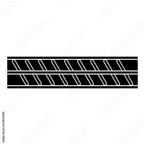 Reinforcement bar rebar ribbed metal rod icon black color vector illustration image flat style