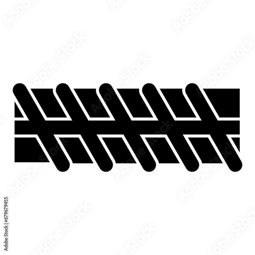 Reinforcement bar rebar ribbed metal rod icon black color vector illustration image flat style