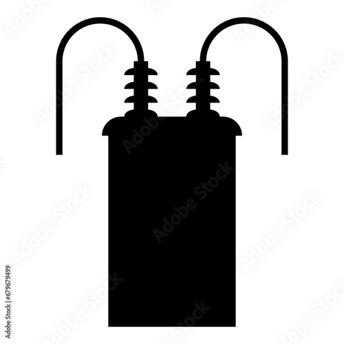 Electric transformer high voltage substation energy power icon black color vector illustration image flat style