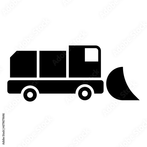 Snowblower snow clear machine snowplow truck plough clearing vehicle equipped seasons transport winter highway service equipment clean icon black color vector illustration image flat style