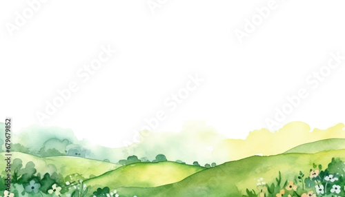 Fototapeta Naklejka Na Ścianę i Meble -  watercolor St.patricks green hills sunny 