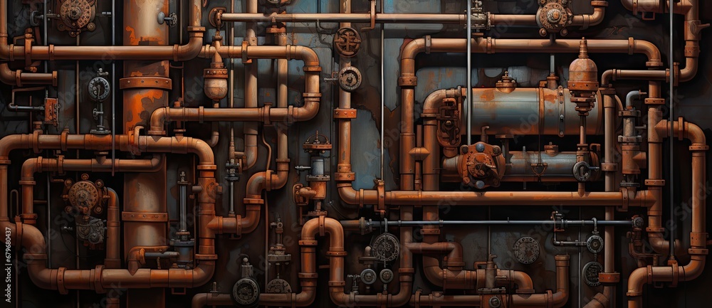 A Detailed Look at the Intricate Network of Pipes on a Wall Created With Generative AI Technology A Detailed Look at the Intricate Network of Pipes on a Wall Created With Generative AI Technology