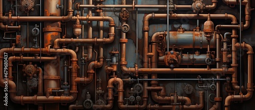 A Detailed Look at the Intricate Network of Pipes on a Wall Created With Generative AI Technology