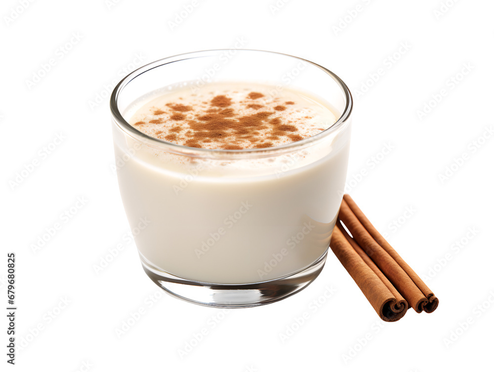 Creamy Eggnog with Cinnamon Stick, isolated on a transparent or white background Creamy Eggnog with Cinnamon Stick, isolated on a transparent or white background