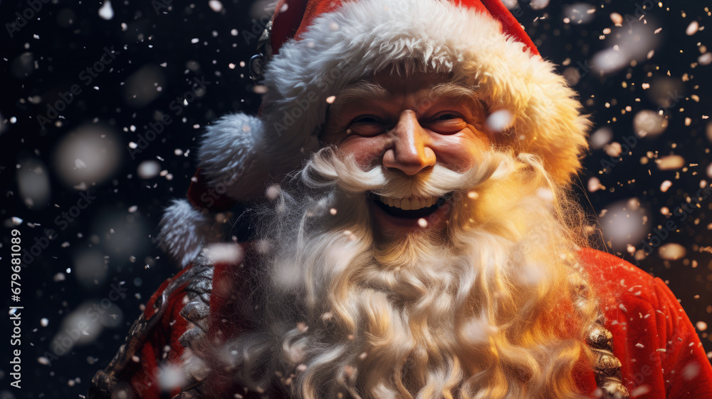 . Portrait of a happy Santa Claus making magic at night, releasing magical Christmas stars. watercolor drawing . Portrait of a happy Santa Claus making magic at night, releasing magical Christmas stars. watercolor drawing