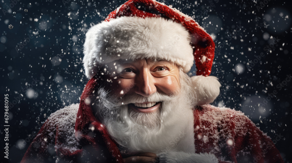 . Portrait of a happy Santa Claus making magic at night, releasing magical Christmas stars. watercolor drawing . Portrait of a happy Santa Claus making magic at night, releasing magical Christmas stars. watercolor drawing