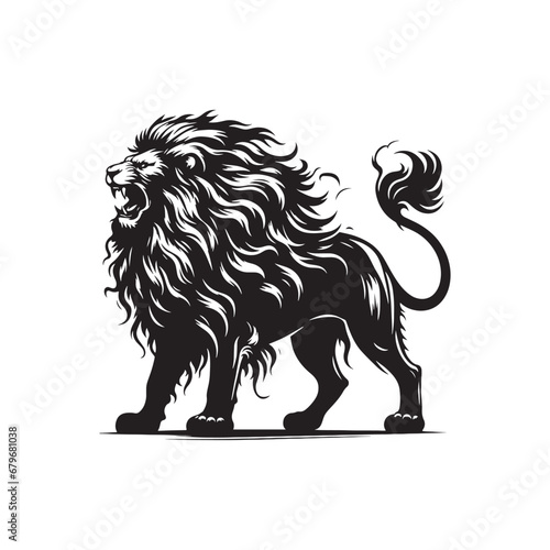 Fototapeta Naklejka Na Ścianę i Meble -  Magnificent Lion in Silhouette, Resolute and Mighty
