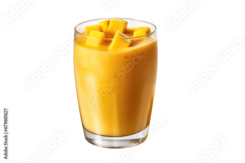 Mango smoothie isolated on transparent background.