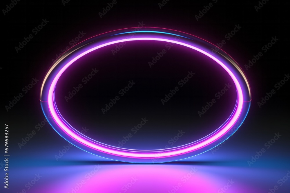Glowing neon color circles round curve shape with wavy dynamic lines isolated on black background technology concept. Glowing neon color circles round curve shape with wavy dynamic lines isolated on black background technology concept.