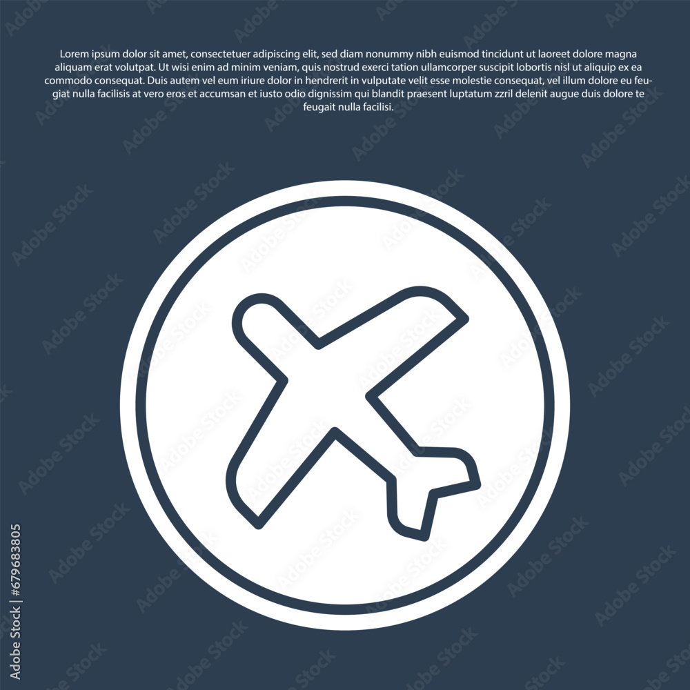 Blue line Plane icon isolated on blue background. Flying airplane icon. Airliner sign. Vector Blue line Plane icon isolated on blue background. Flying airplane icon. Airliner sign. Vector