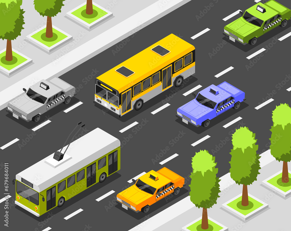 Isometric transport illustration Isometric transport illustration
