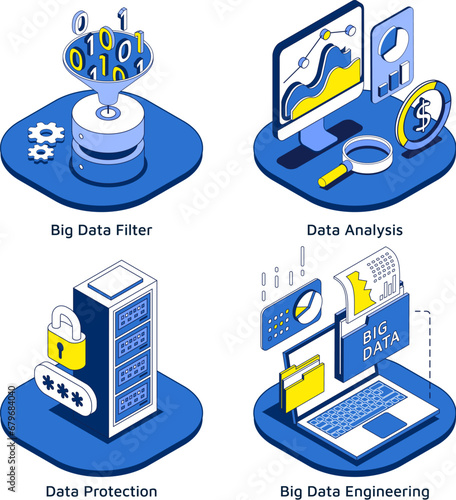 Wallpaper Mural Isometric big data illustration set Torontodigital.ca