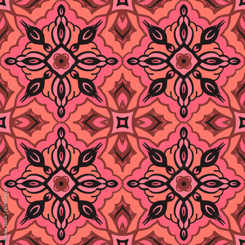 Seamless pattern with arabesques in retro style. Vector illustration.