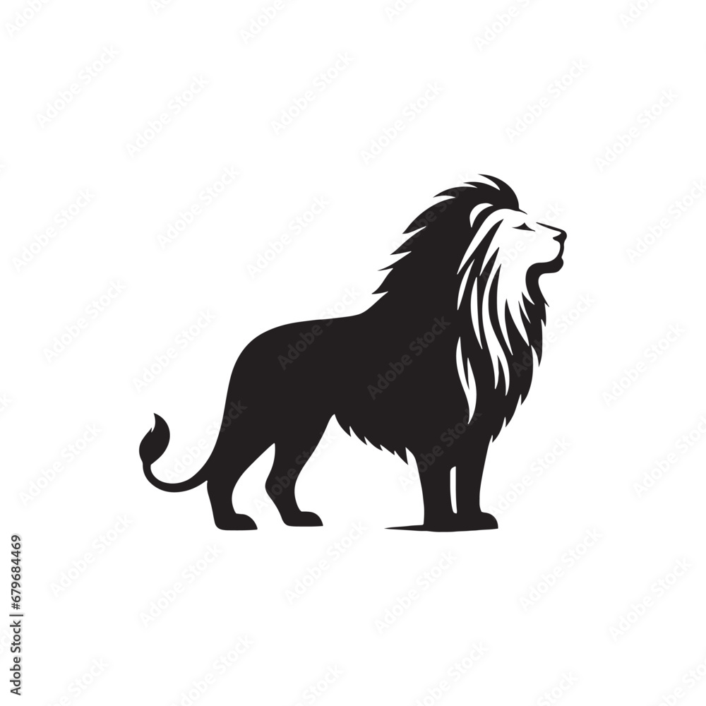 Bold Lion Silhouette, Symbolizing Strength and Beauty
