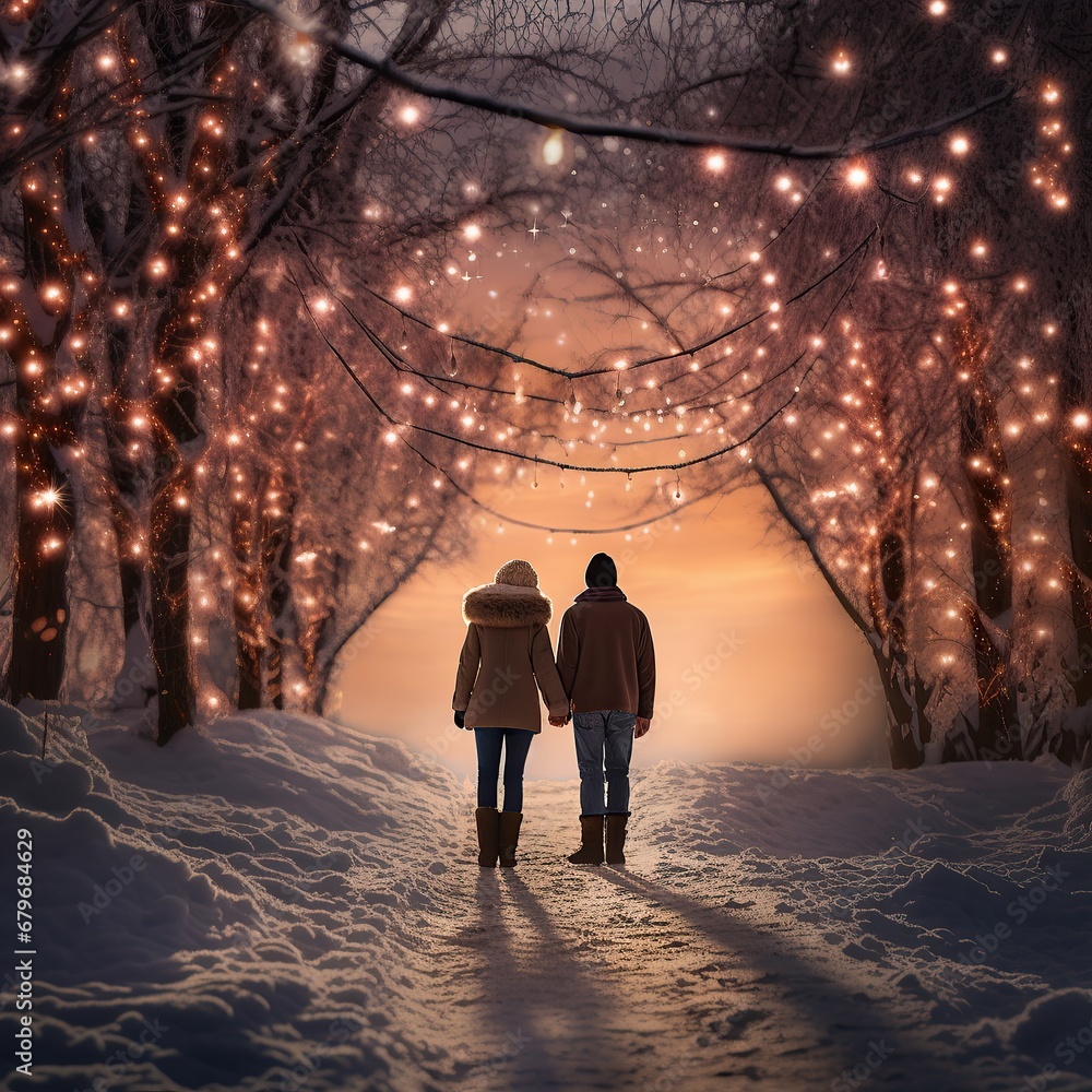 Whispers of Love: Sunset Stroll with Sparkling Lights Whispers of Love: Sunset Stroll with Sparkling Lights