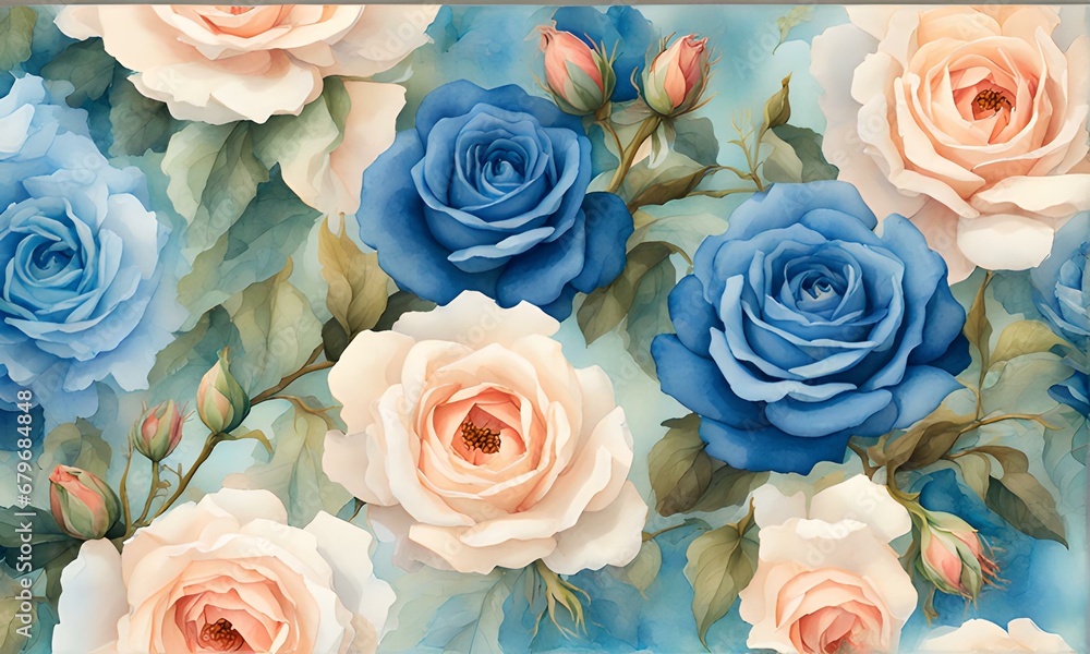 Fototapeta premium bouquet of blue roses