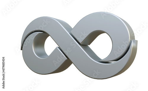 Infinity symbol 3d render isolated, silver infinity icon 3d render isolated, infinity symbol isolated