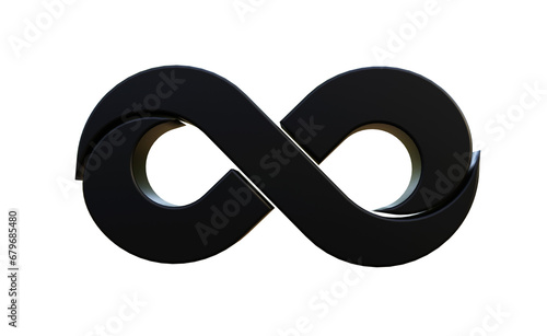 Infinity symbol 3d render isolated, black infinity icon 3d render isolated, infinity symbol isolated