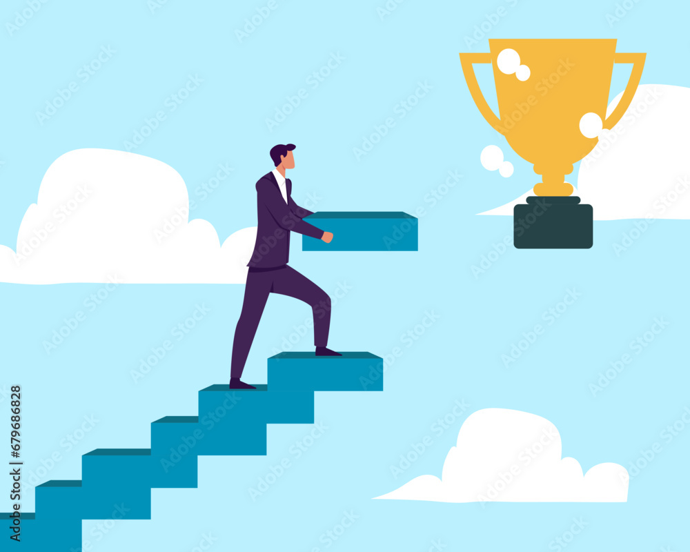 Build stair to reach target, career success or progress to achievement, business goal or future succeed, effort to grow career path concept Build stair to reach target, career success or progress to achievement, business goal or future succeed, effort to grow career path concept