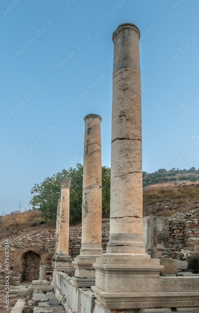 Ruins of the ancient Greek and Roman City of Ephesus on the  Ionian coast of Turkey, near Selçuk, İzmir Province, Türkiye
