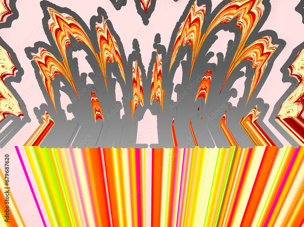 Fototapeta premium Abstract, Theatre, Silhouette, Multiple Figures, and Colours, 3d, within a Border