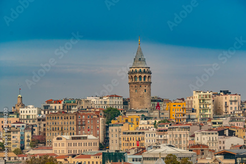 View of Galata (modern Karaköy) with the Galata Tower part of the medieval Genoese citadel walls, Istanbul, Turkey photo