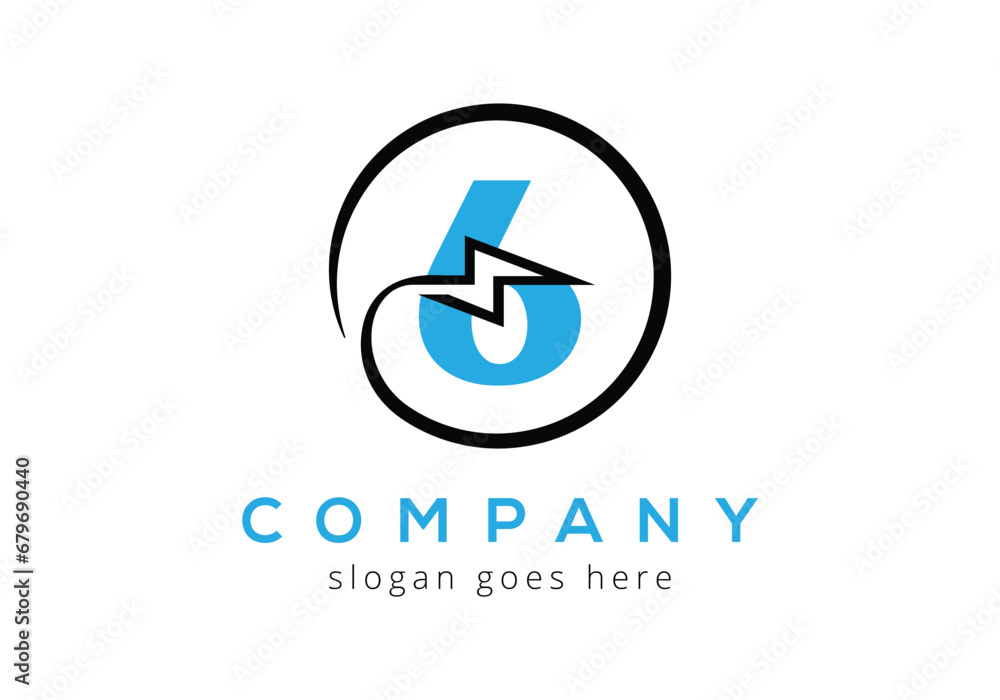 Letter 6 lighting thunder bolt Logo Design Vector Template. Letter 6 lighting thunder bolt Logo Design Vector Template.