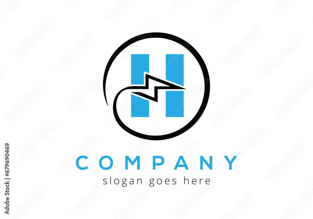 Letter H lighting thunder bolt Logo Design Vector Template. Letter H lighting thunder bolt Logo Design Vector Template.