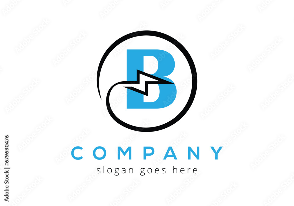 Letter B lighting thunder bolt Logo Design Vector Template. Letter B lighting thunder bolt Logo Design Vector Template.