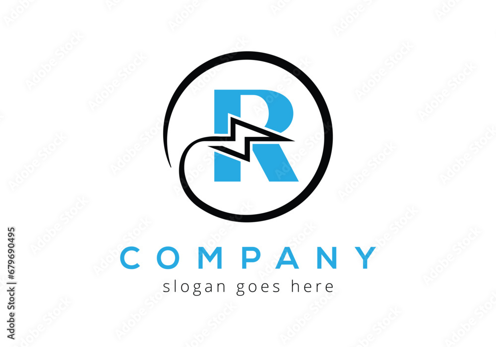 Letter R lighting thunder bolt Logo Design Vector Template. Letter R lighting thunder bolt Logo Design Vector Template.