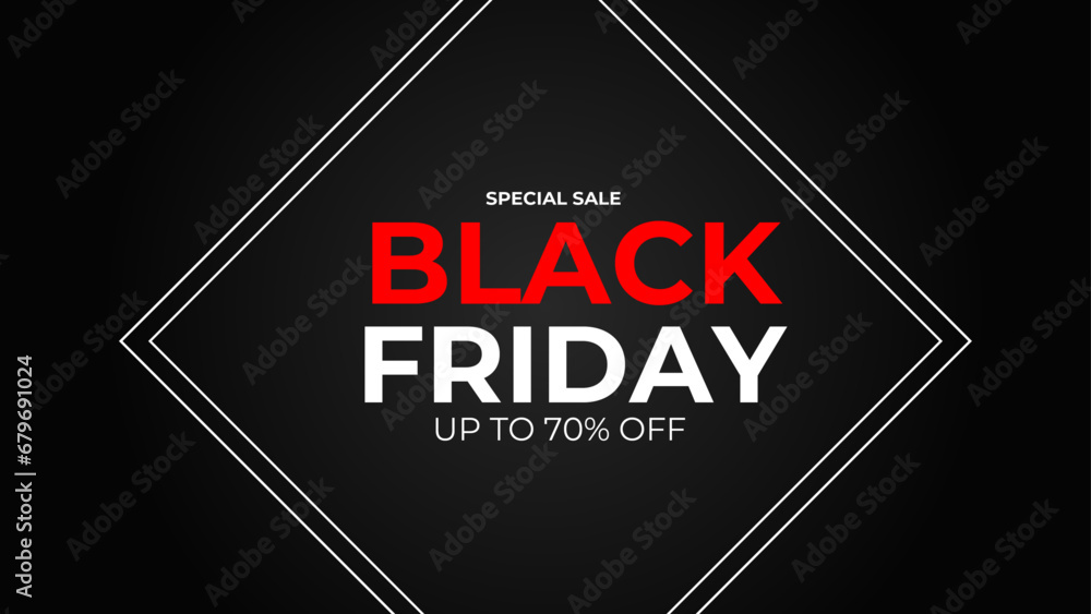 Black Friday typography banner. Black Friday linear typography text illustration isolated on black background. Modern Design template for Black Friday sale. vector illustration