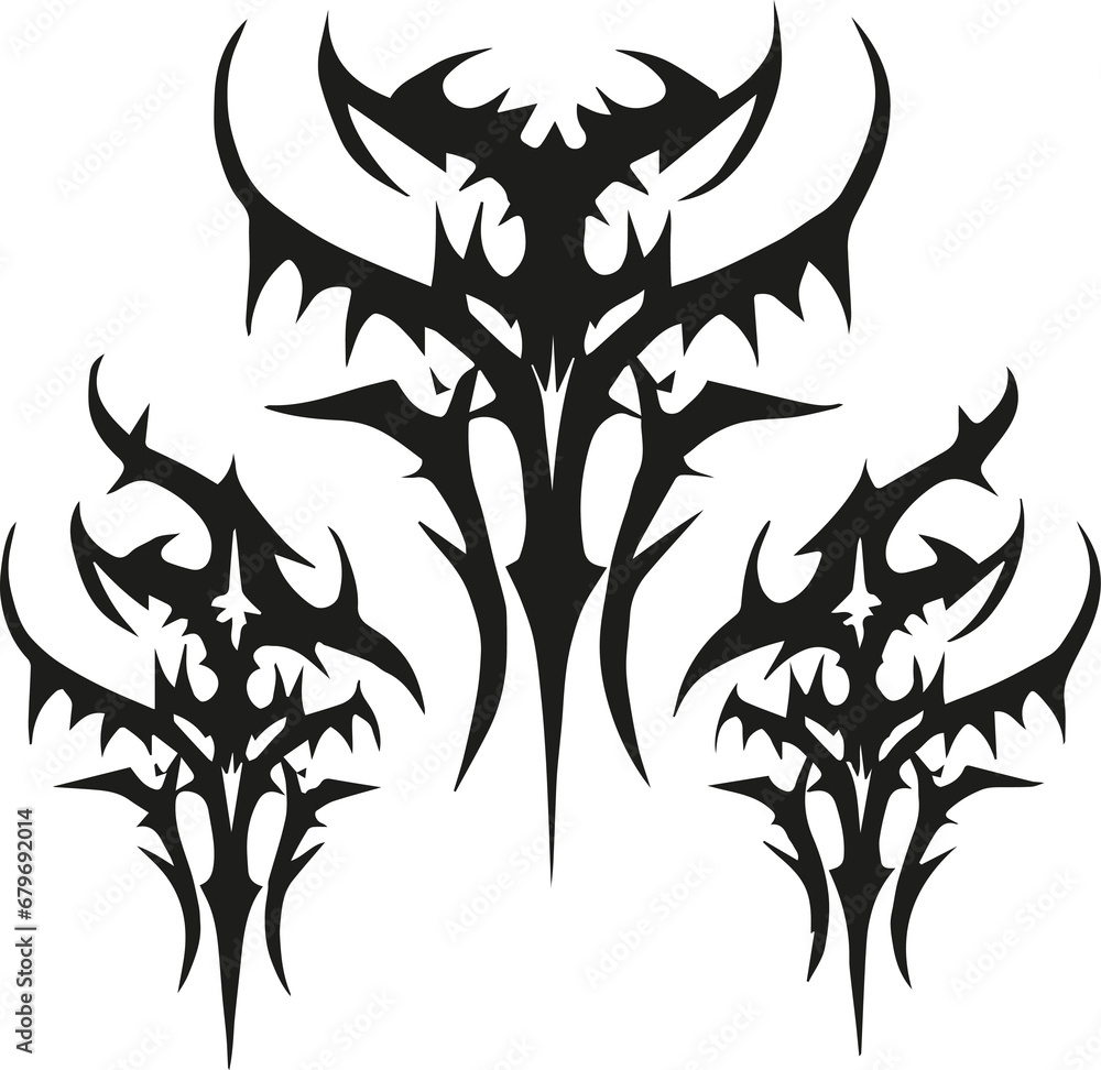 Fototapeta premium Unique Tribal Vector Shape - Gothic Y2K Sharp Element for Graphic Design and Artistic Project