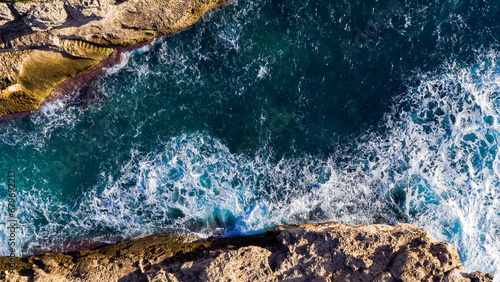 Waves crash against the rocks on the Mediterranean coast Mediterraneo Islas Baleares