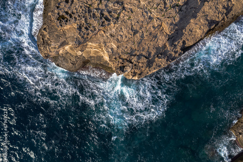 Waves crash against the rocks on the Mediterranean coast Mediterraneo Islas Baleares