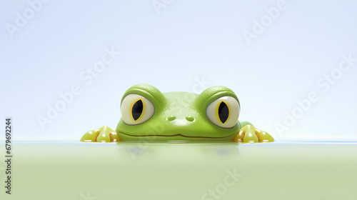 Green frog on a white background, Frog Natural isolated on a transparent background, Generative AI