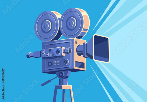 Retro cinema with text place, vector illustration