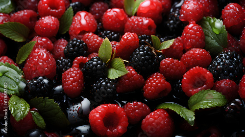 raspberry and blueberries  seamless  background