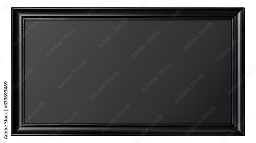 Realistic horizontal black picture frame isolated on a transparent background, Generative AI Realistic horizontal black picture frame isolated on a transparent background, Generative AI