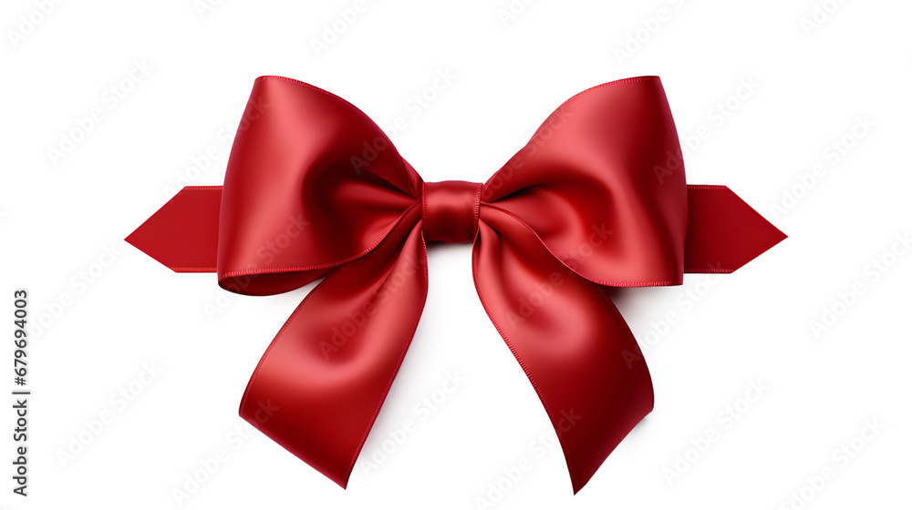Fototapeta premium Red ribbon with a bow on a transparent background, Generative AI