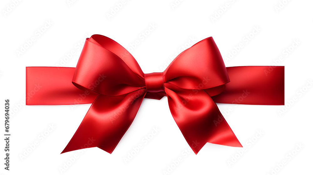 Red ribbon with a bow on a transparent background, Generative AI Red ribbon with a bow on a transparent background, Generative AI